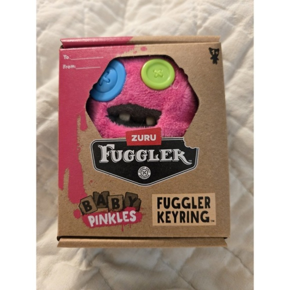 Fuggler Baby Pinkles 3.5" SASQUOOSH Pink Keychain Keyring Brand New